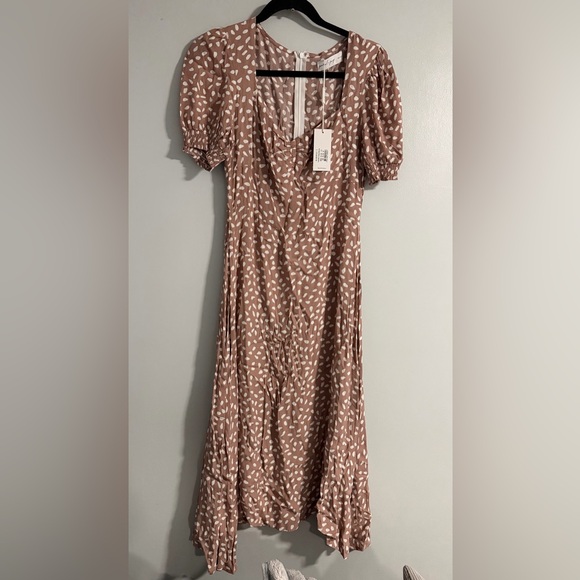 Petal & Pup Tan Patterned Midi Dress - Picture 2 of 9